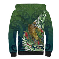 New Zealand Kea Bird Sherpa Hoodie With Maori Koru Fern - Polynesian Pride