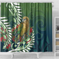 New Zealand Kea Bird Shower Curtain With Maori Koru Fern LT05 - Polynesian Pride