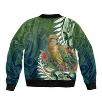 New Zealand Kea Bird Sleeve Zip Bomber Jacket With Maori Koru Fern LT05 - Polynesian Pride