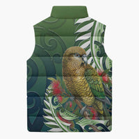 New Zealand Kea Bird Sleeveless Puffer Jacket With Maori Koru Fern - Polynesian Pride