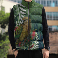 New Zealand Kea Bird Sleeveless Puffer Jacket With Maori Koru Fern - Polynesian Pride