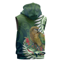 New Zealand Kea Bird Sleeveless Zip Hoodie With Maori Koru Fern LT05 - Polynesian Pride