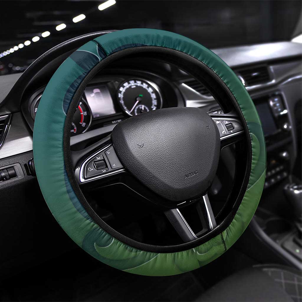 New Zealand Kea Bird Steering Wheel Cover With Maori Koru Fern LT05 Universal Fit Green - Polynesian Pride