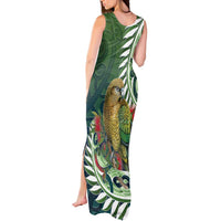 New Zealand Kea Bird Tank Maxi Dress With Maori Koru Fern LT05 - Polynesian Pride