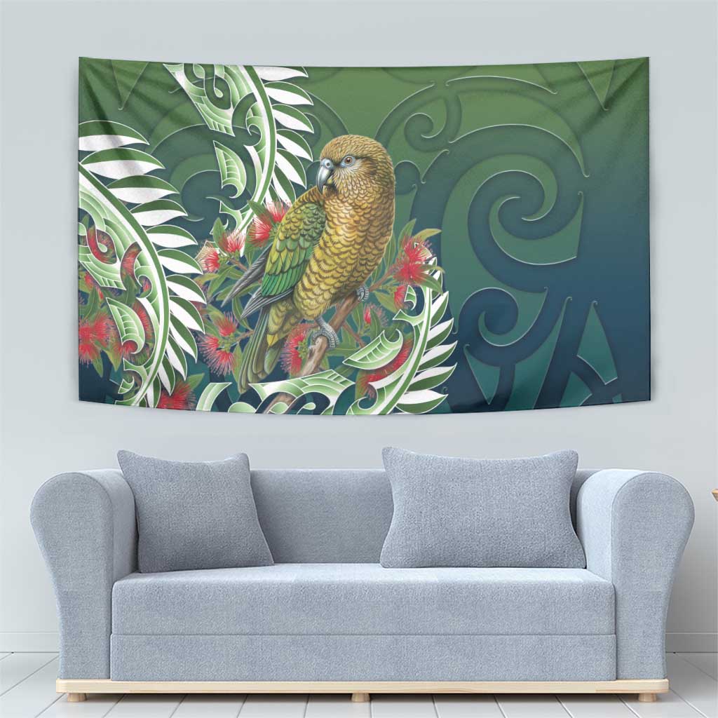 New Zealand Kea Bird Tapestry With Maori Koru Fern LT05 - Polynesian Pride