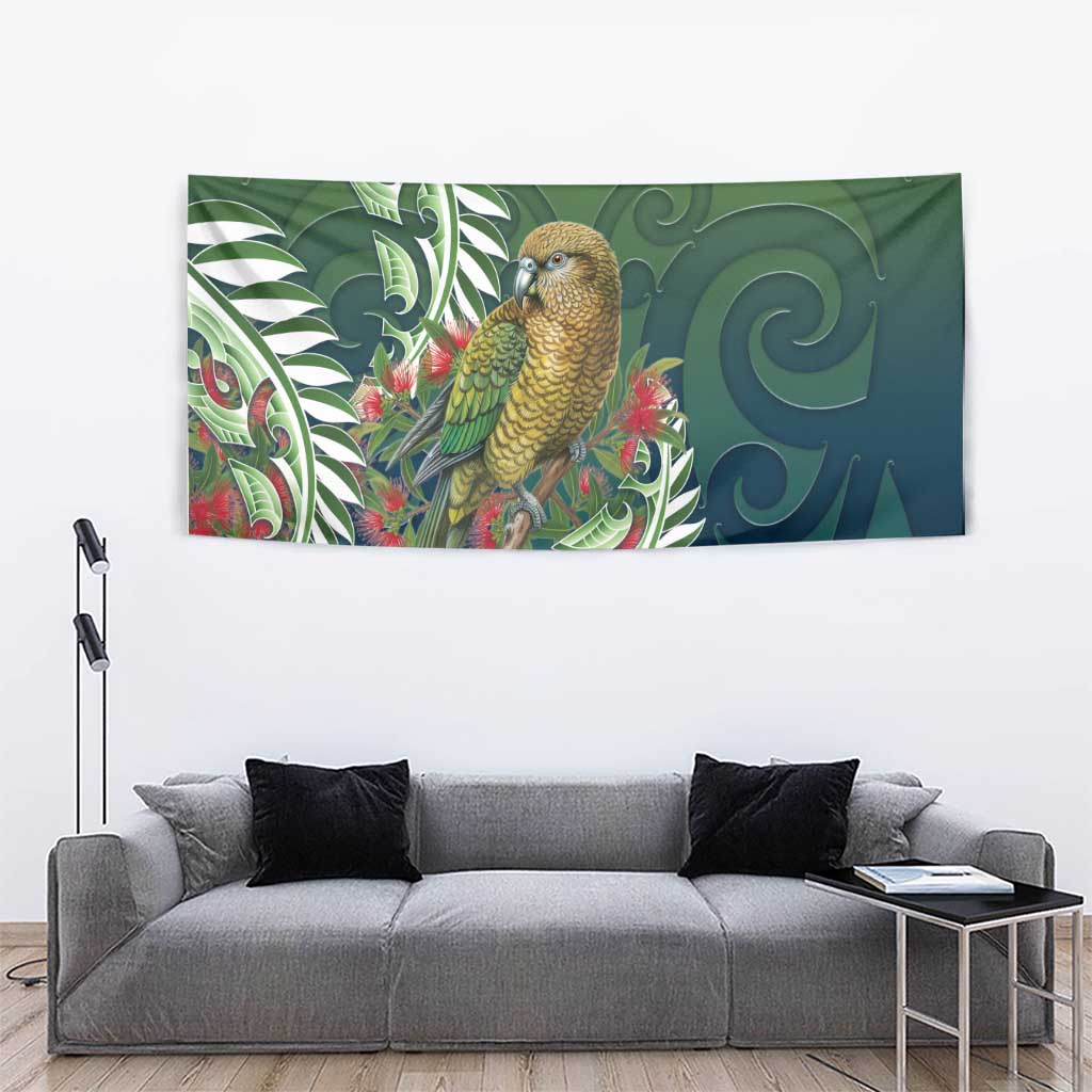 New Zealand Kea Bird Tapestry With Maori Koru Fern LT05 - Polynesian Pride