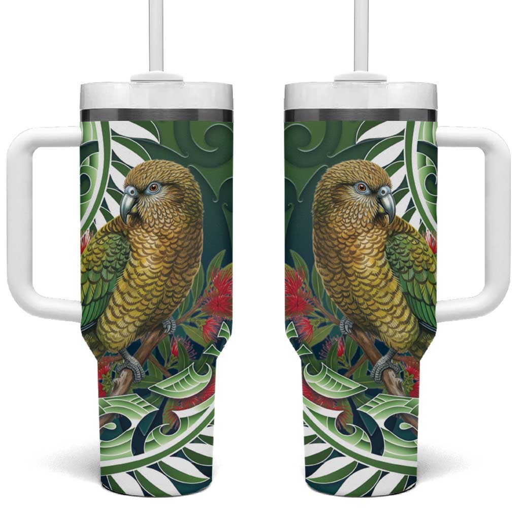 New Zealand Kea Bird Tumbler With Handle With Maori Koru Fern - Polynesian Pride