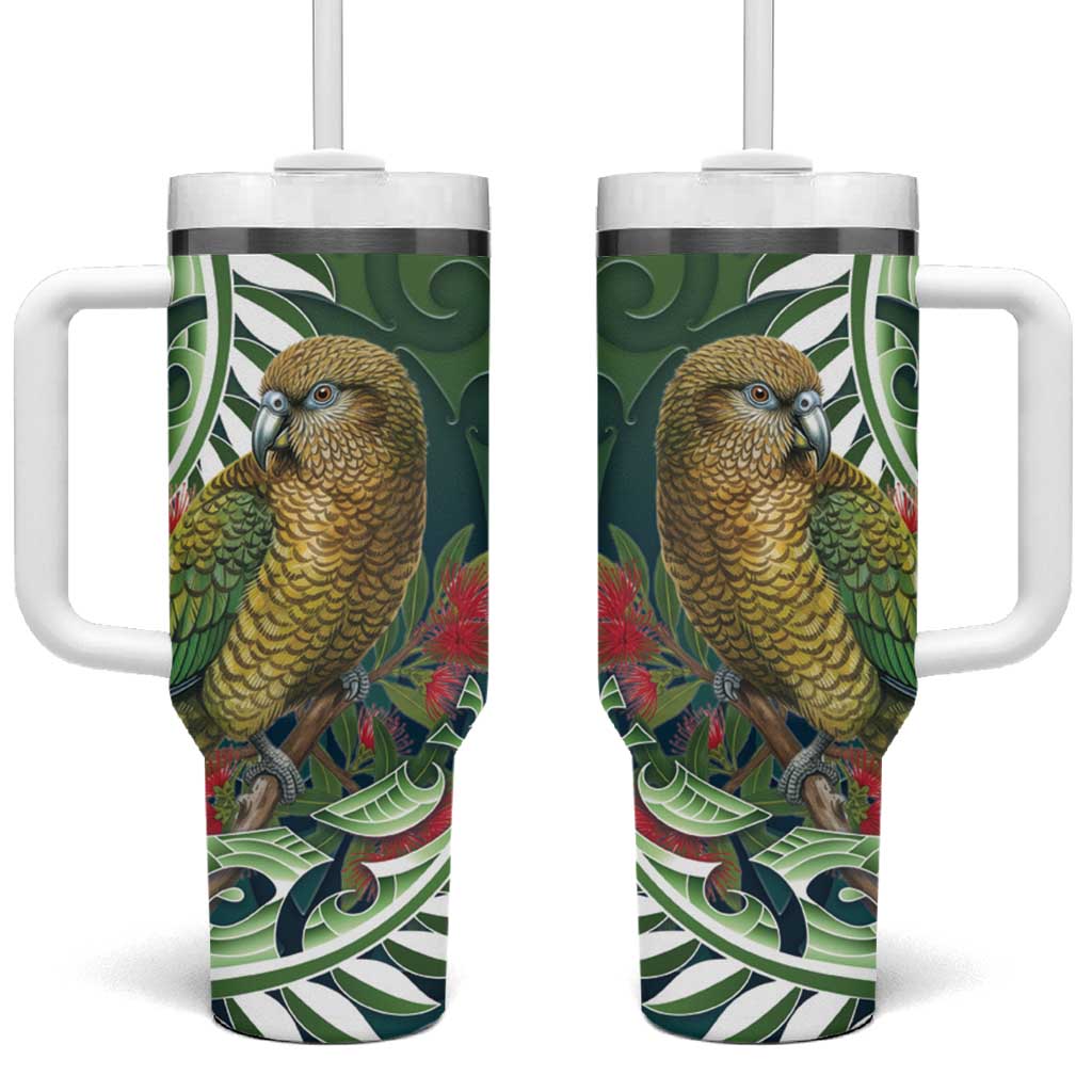 New Zealand Kea Bird Tumbler With Handle With Maori Koru Fern - Polynesian Pride