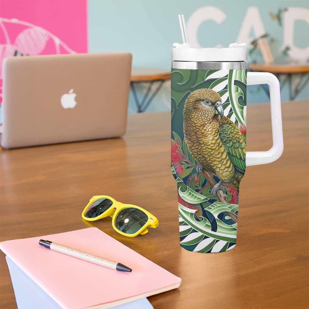 New Zealand Kea Bird Tumbler With Handle With Maori Koru Fern - Polynesian Pride