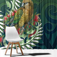New Zealand Kea Bird Window Curtain With Maori Koru Fern - Polynesian Pride