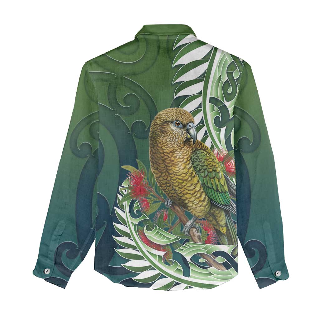 New Zealand Kea Bird Women Casual Shirt With Maori Koru Fern - Polynesian Pride