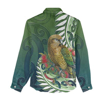 New Zealand Kea Bird Women Casual Shirt With Maori Koru Fern - Polynesian Pride
