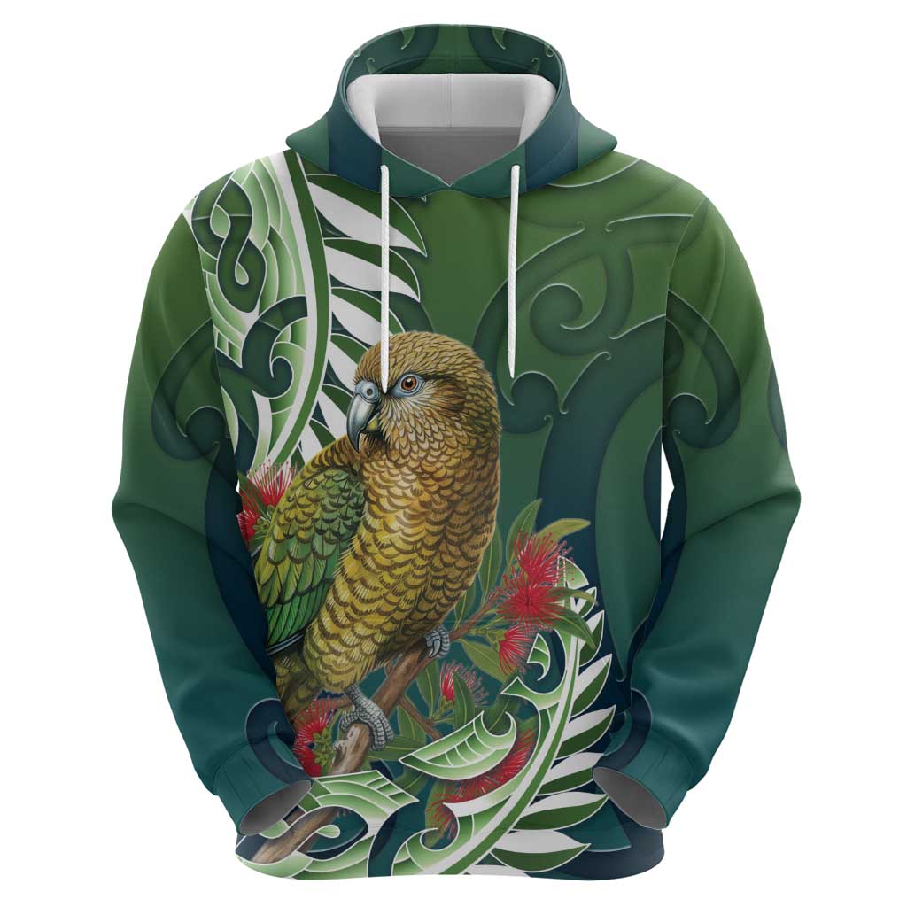 New Zealand Kea Bird Zip Hoodie With Maori Koru Fern LT05 - Polynesian Pride