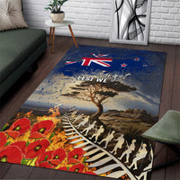 New Zealand ANZAC Day Area Rug The Lonesome Pine With Soldier Fern LT05 Blue - Polynesian Pride