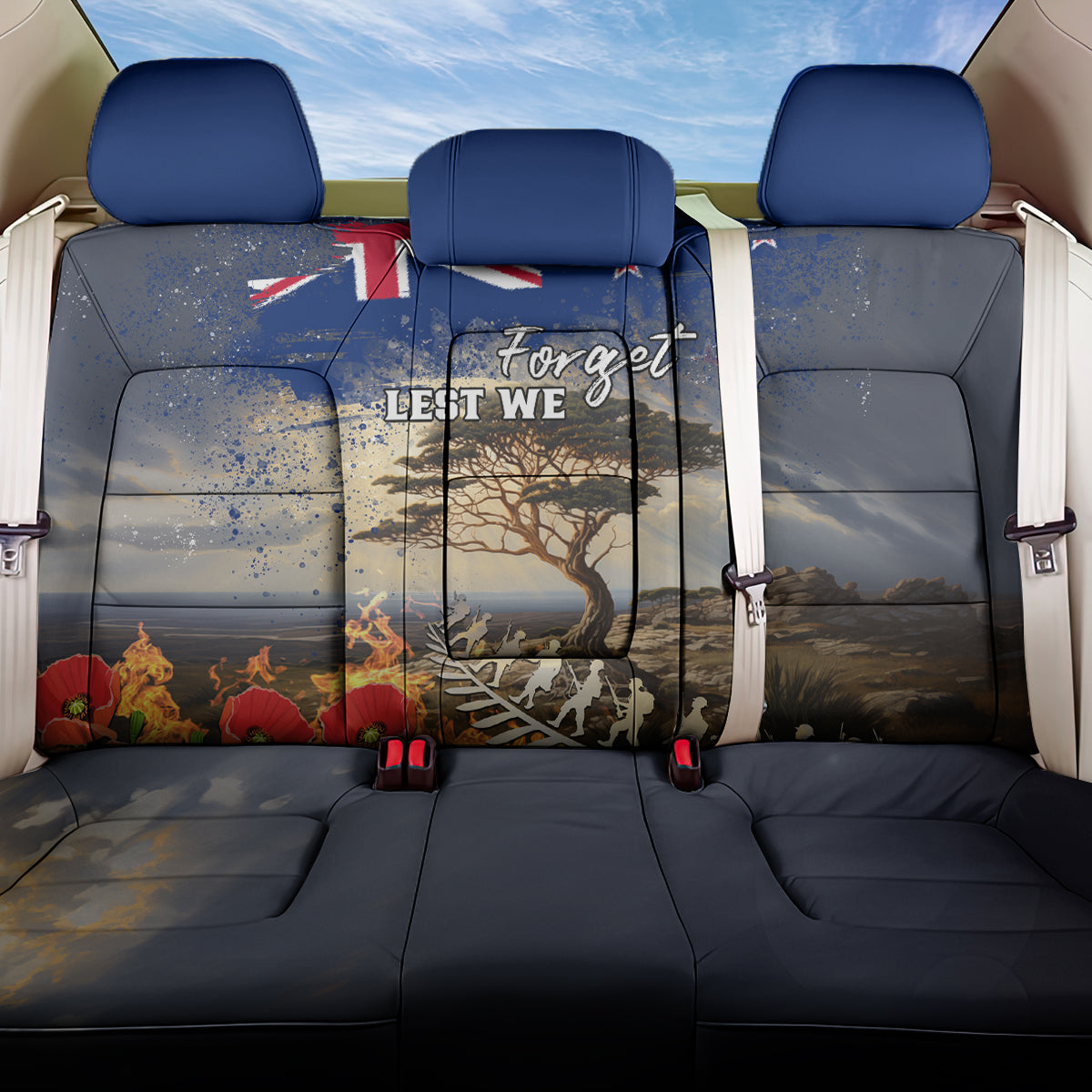 New Zealand ANZAC Day Back Car Seat Cover The Lonesome Pine With Soldier Fern LT05