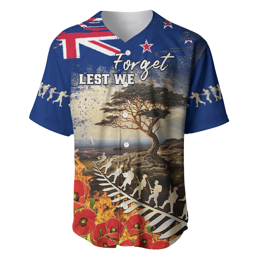 New Zealand ANZAC Day Baseball Jersey The Lonesome Pine With Soldier Fern LT05 Blue - Polynesian Pride