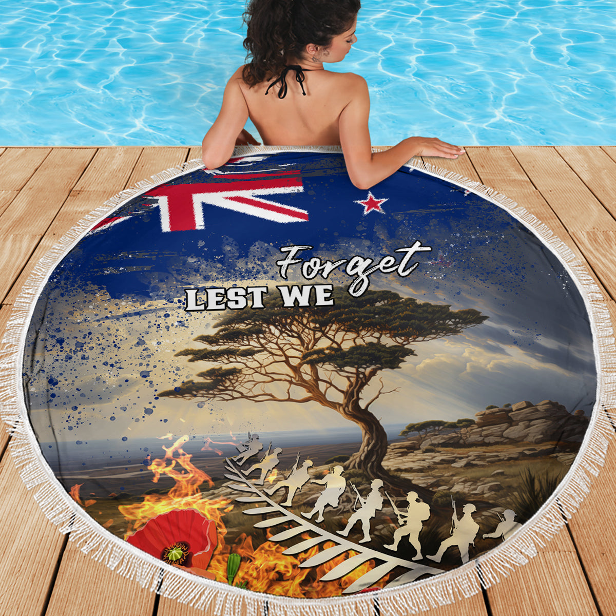 New Zealand ANZAC Day Beach Blanket The Lonesome Pine With Soldier Fern LT05 - Polynesian Pride