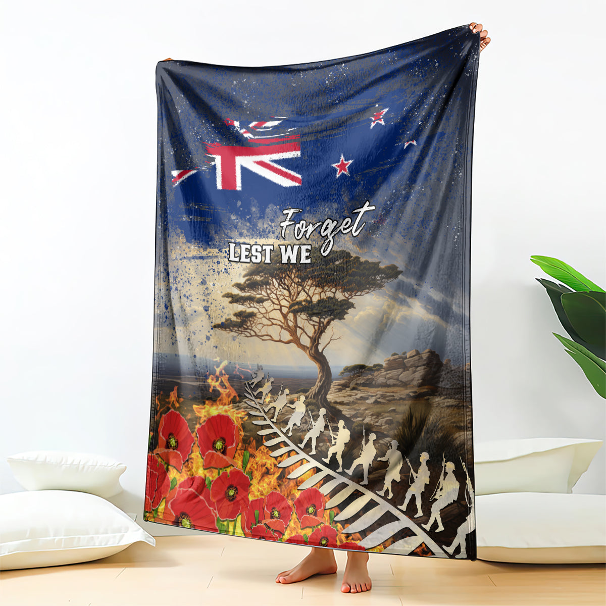 New Zealand ANZAC Day Blanket The Lonesome Pine With Soldier Fern LT05 - Polynesian Pride