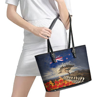 New Zealand ANZAC Day Leather Tote Bag The Lonesome Pine With Soldier Fern LT05 - Polynesian Pride