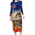 New Zealand ANZAC Day Long Sleeve Bodycon Dress The Lonesome Pine With Soldier Fern LT05 Long Dress Blue - Polynesian Pride