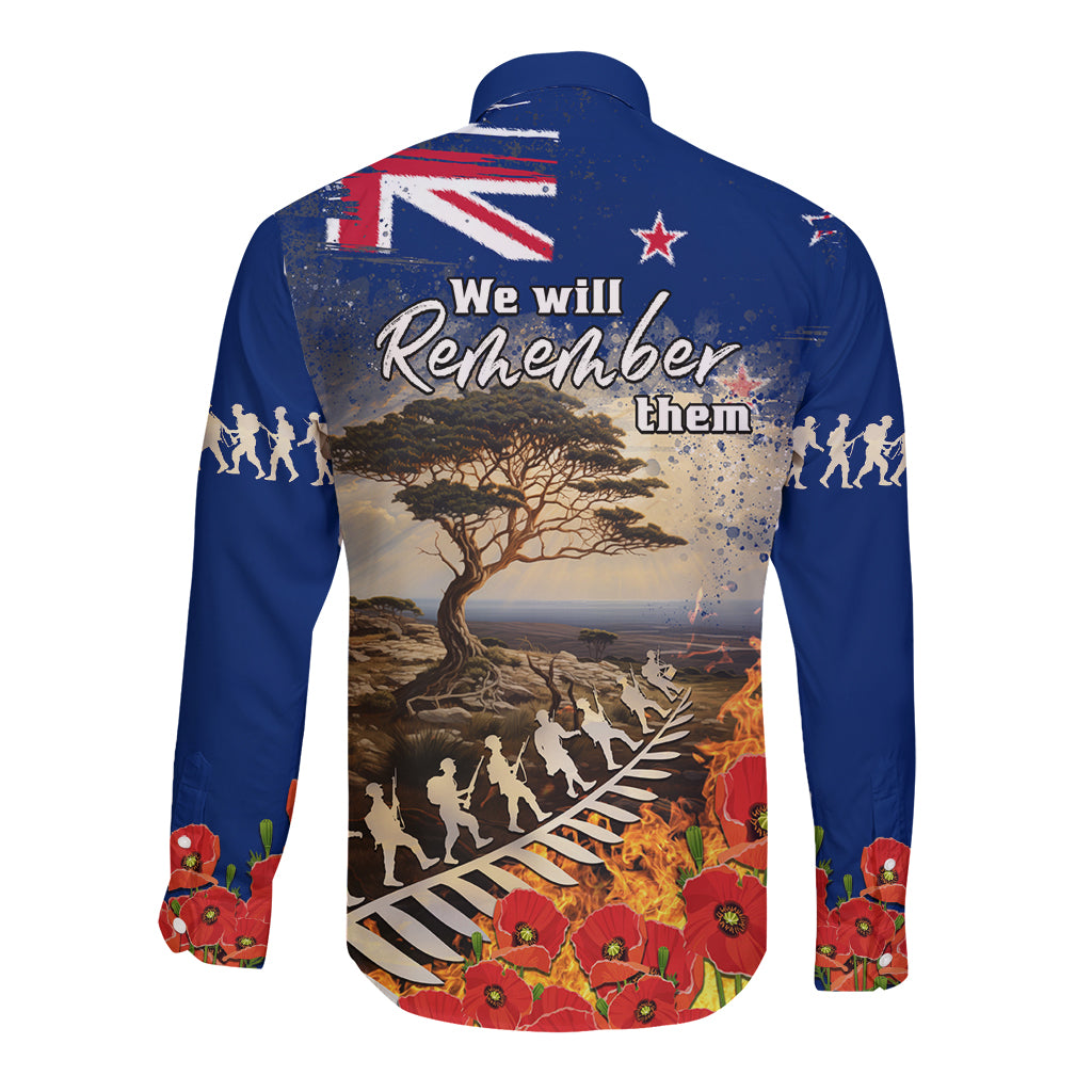 New Zealand ANZAC Day Long Sleeve Button Shirt The Lonesome Pine With Soldier Fern LT05 - Polynesian Pride