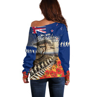 New Zealand ANZAC Day Off Shoulder Sweater The Lonesome Pine With Soldier Fern LT05 - Polynesian Pride