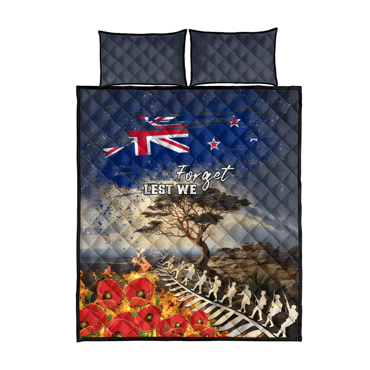 New Zealand ANZAC Day Quilt Bed Set The Lonesome Pine With Soldier Fern LT05 - Polynesian Pride