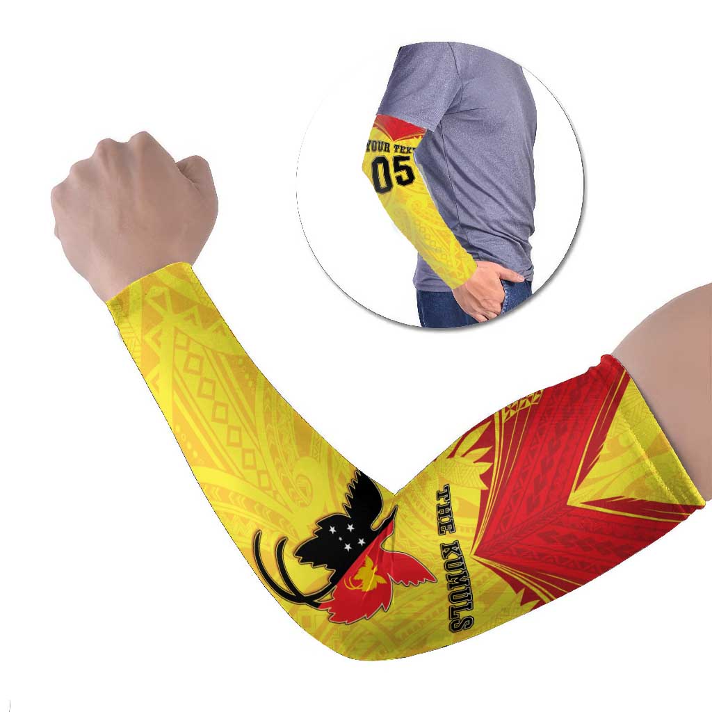 Papua New Guinea Rugby Custom Arm Sleeves Kumuls Heritage LT05 Set of 2 Yellow - Polynesian Pride