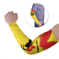 Papua New Guinea Rugby Custom Arm Sleeves Kumuls Heritage LT05 Set of 2 Yellow - Polynesian Pride