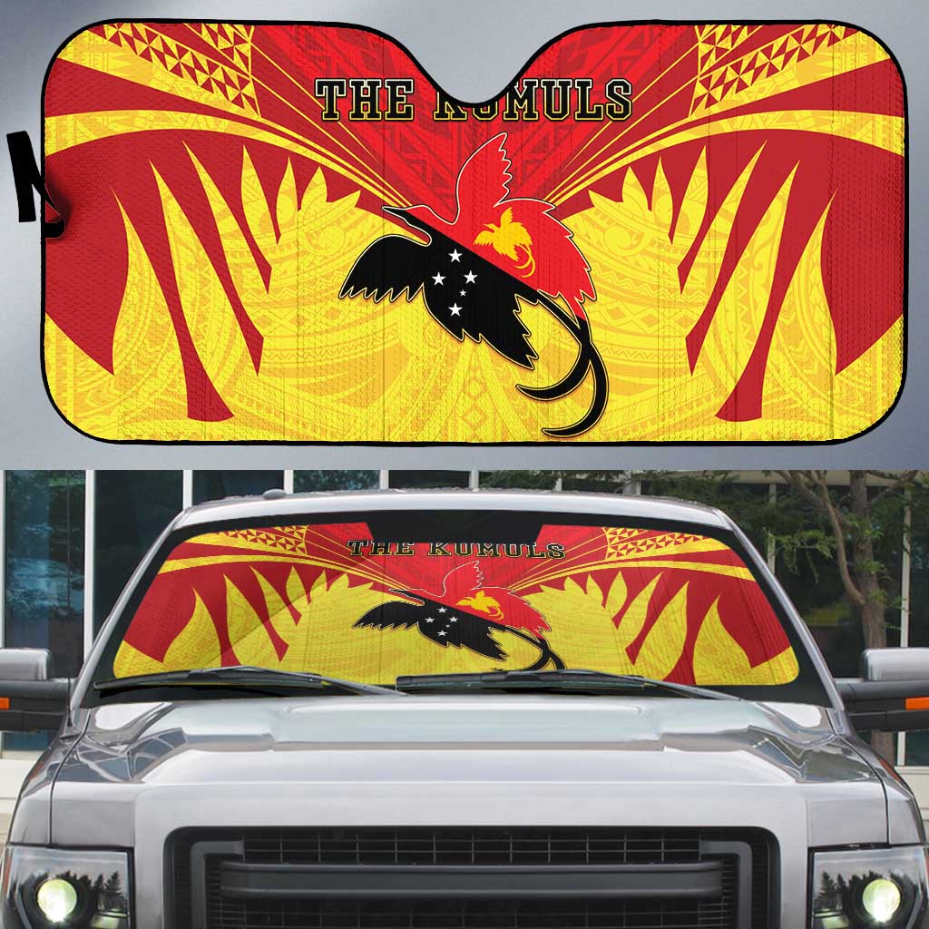 Papua New Guinea Rugby Auto Sun Shade Kumuls Heritage LT05 Yellow - Polynesian Pride