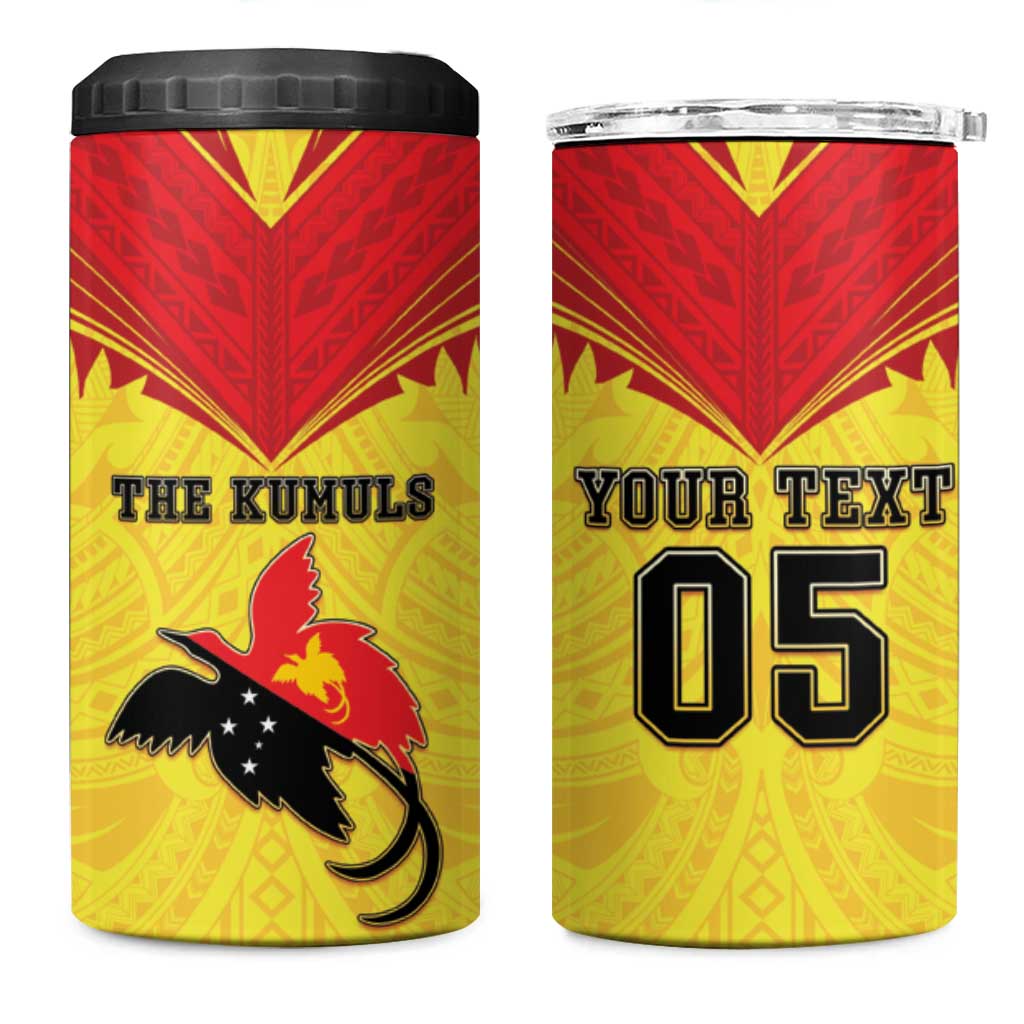 Papua New Guinea Rugby Custom 4 in 1 Can Cooler Tumbler Kumuls Heritage LT05 One Size: 16 oz Yellow - Polynesian Pride