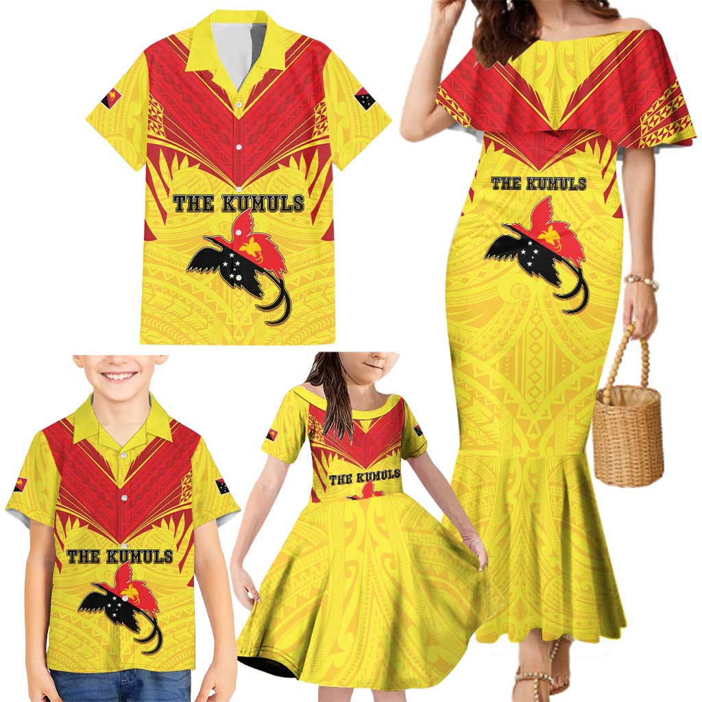 Papua New Guinea Rugby Custom Family Matching Mermaid Dress and Hawaiian Shirt Kumuls Heritage