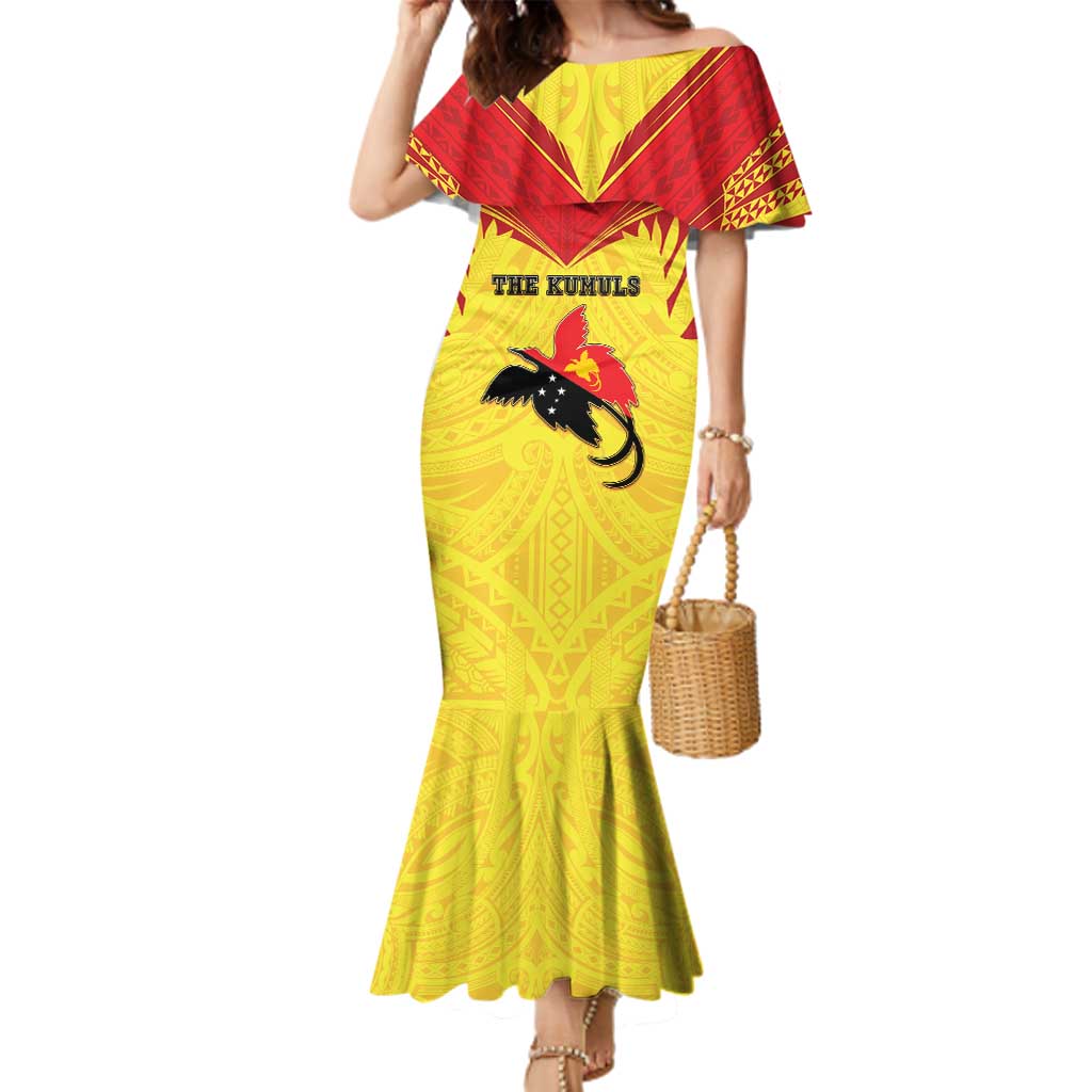 Papua New Guinea Rugby Custom Family Matching Mermaid Dress and Hawaiian Shirt Kumuls Heritage