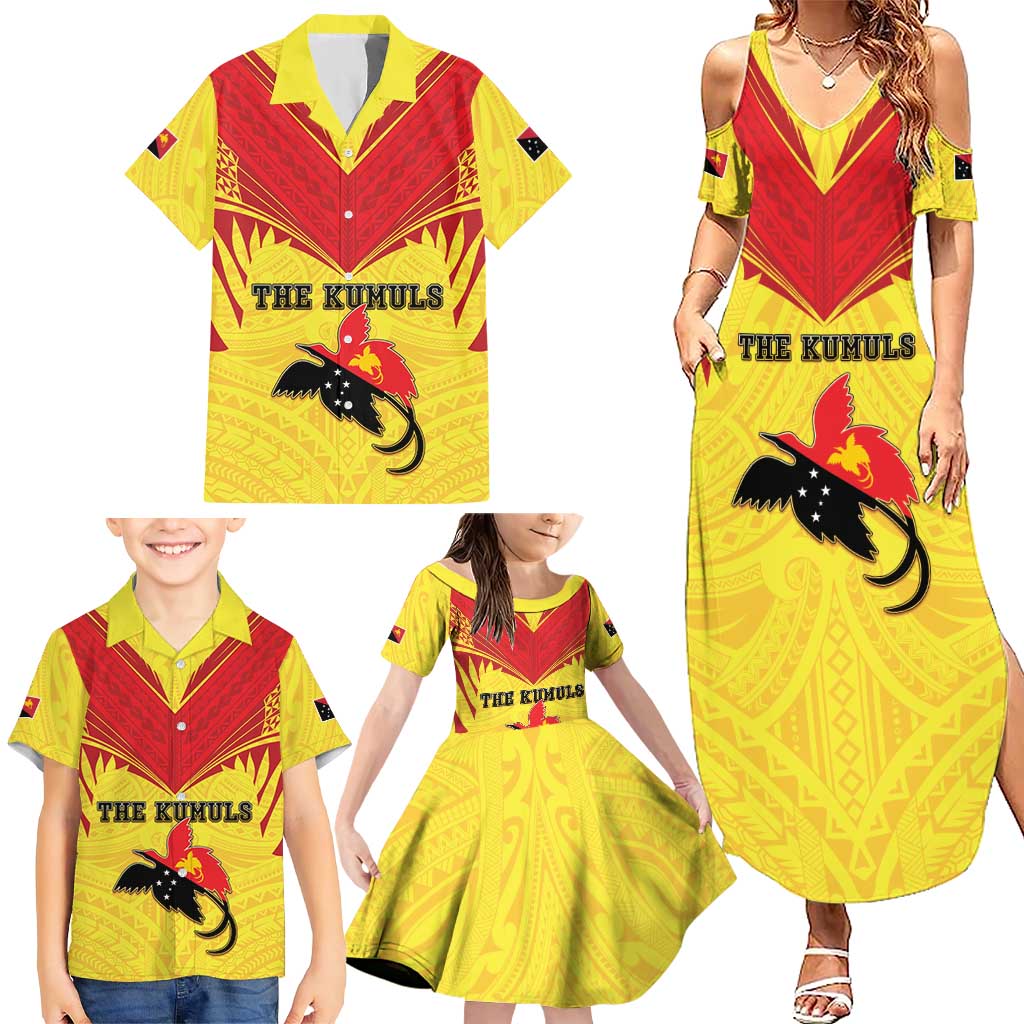 Papua New Guinea Rugby Custom Family Matching Summer Maxi Dress and Hawaiian Shirt Kumuls Heritage LT05 - Polynesian Pride