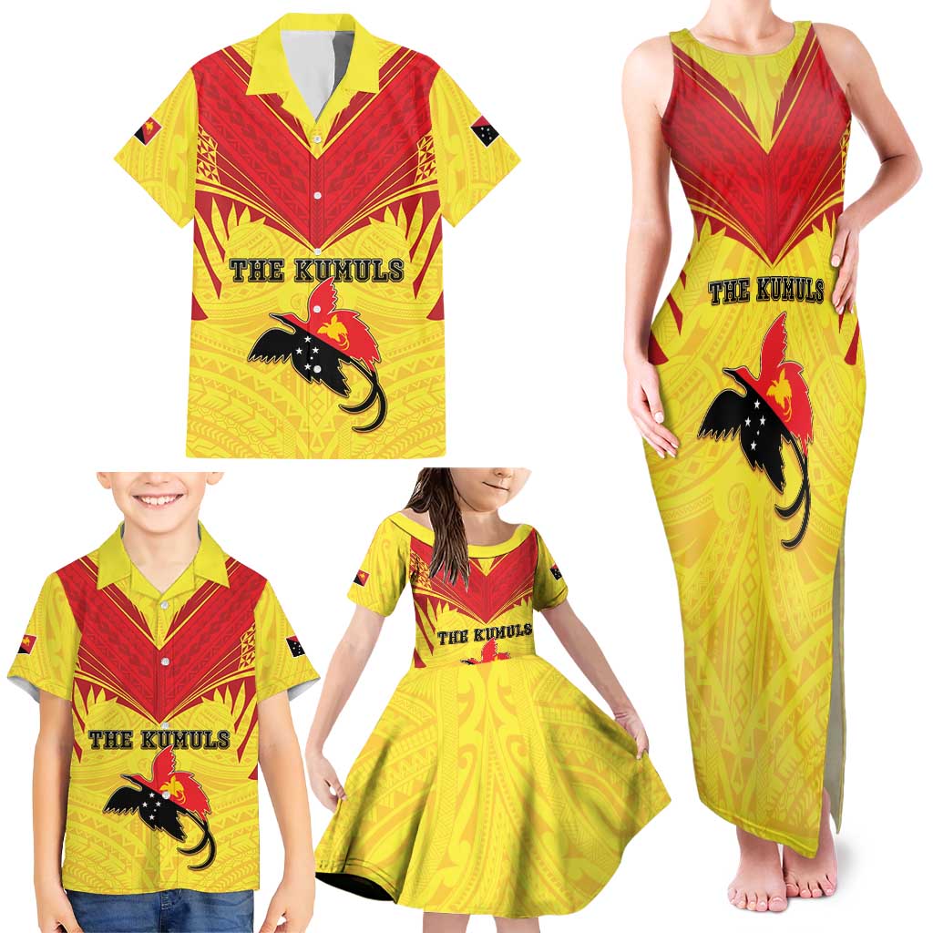 Papua New Guinea Rugby Custom Family Matching Tank Maxi Dress and Hawaiian Shirt Kumuls Heritage
