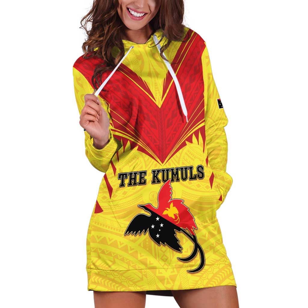 Papua New Guinea Rugby Custom Hoodie Dress Kumuls Heritage LT05 Yellow - Polynesian Pride