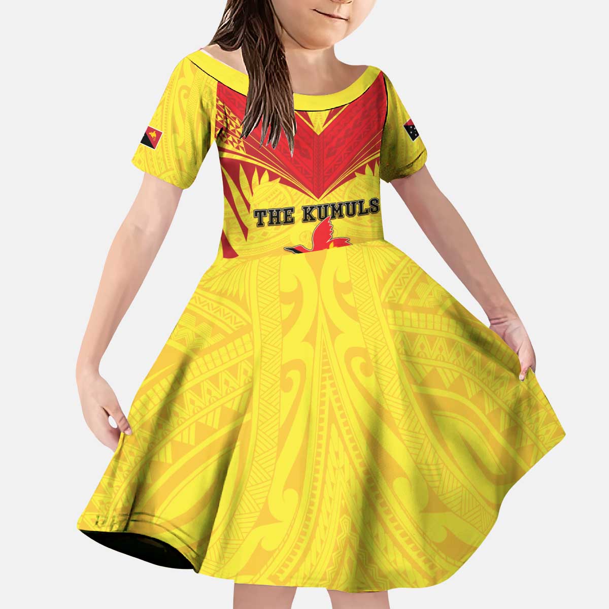Papua New Guinea Rugby Custom Kid Short Sleeve Dress Kumuls Heritage
