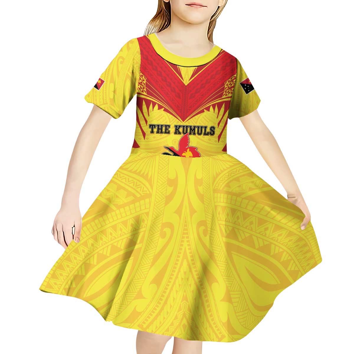 Papua New Guinea Rugby Custom Kid Short Sleeve Dress Kumuls Heritage