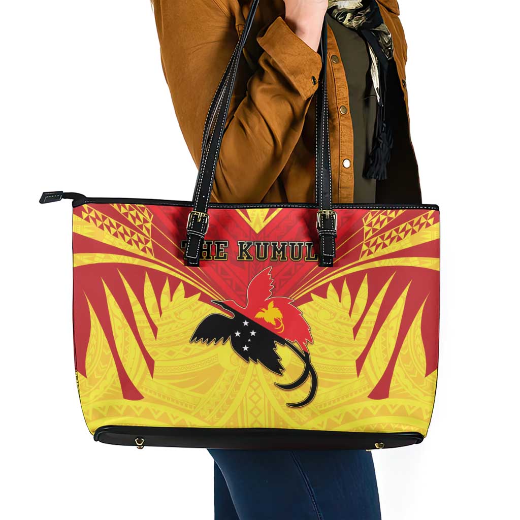 Papua New Guinea Rugby Leather Tote Bag Kumuls Heritage LT05 - Polynesian Pride