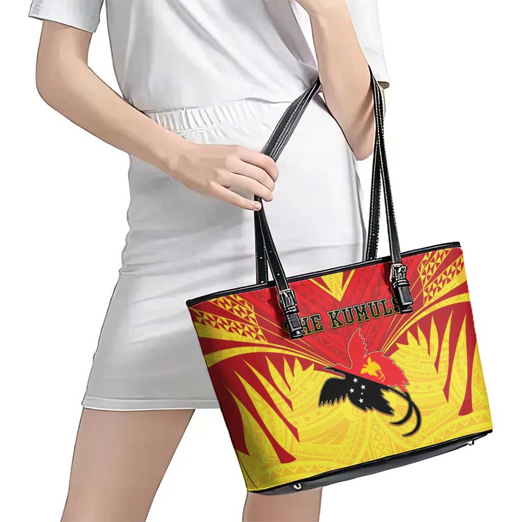 Papua New Guinea Rugby Leather Tote Bag Kumuls Heritage LT05 - Polynesian Pride
