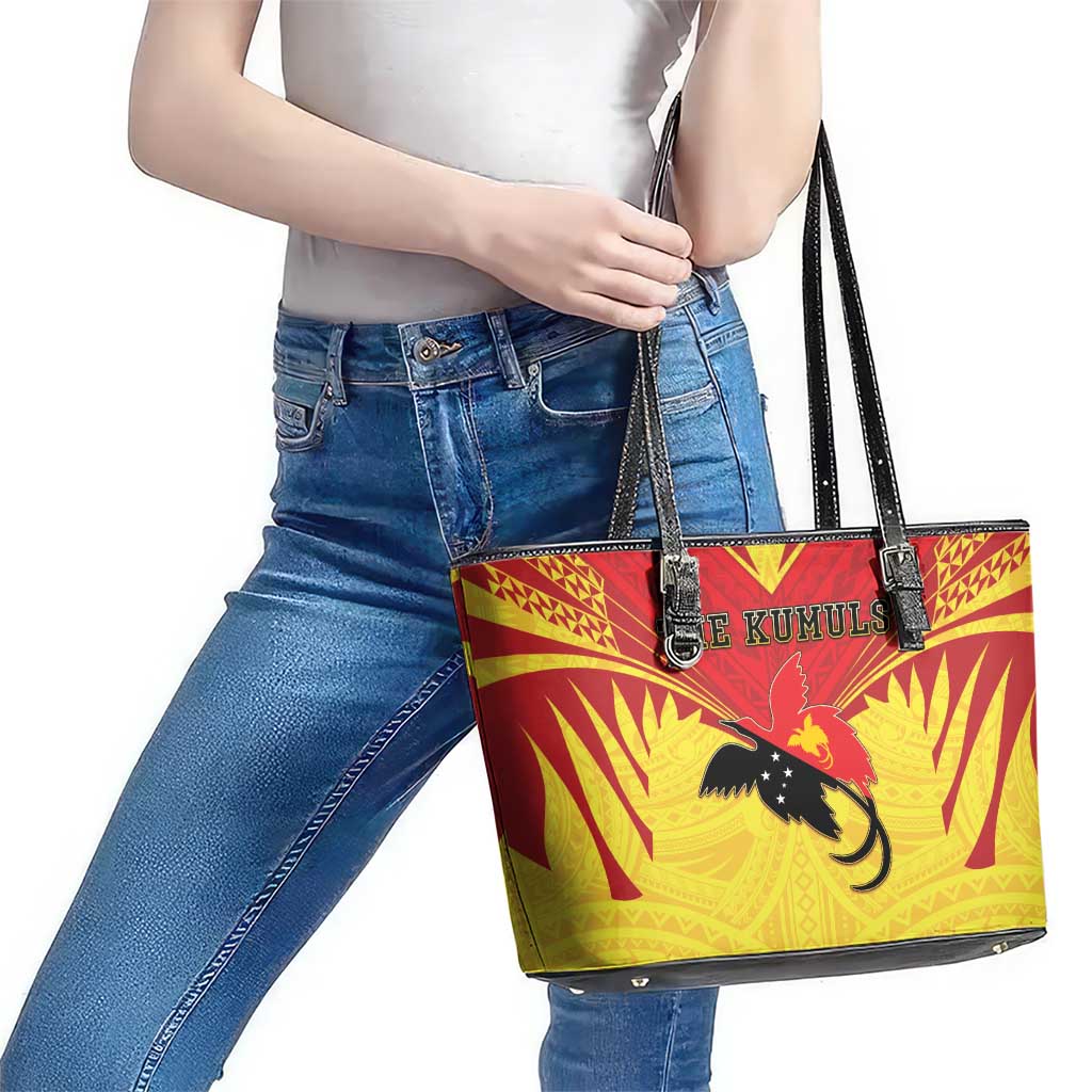 Papua New Guinea Rugby Leather Tote Bag Kumuls Heritage LT05 - Polynesian Pride