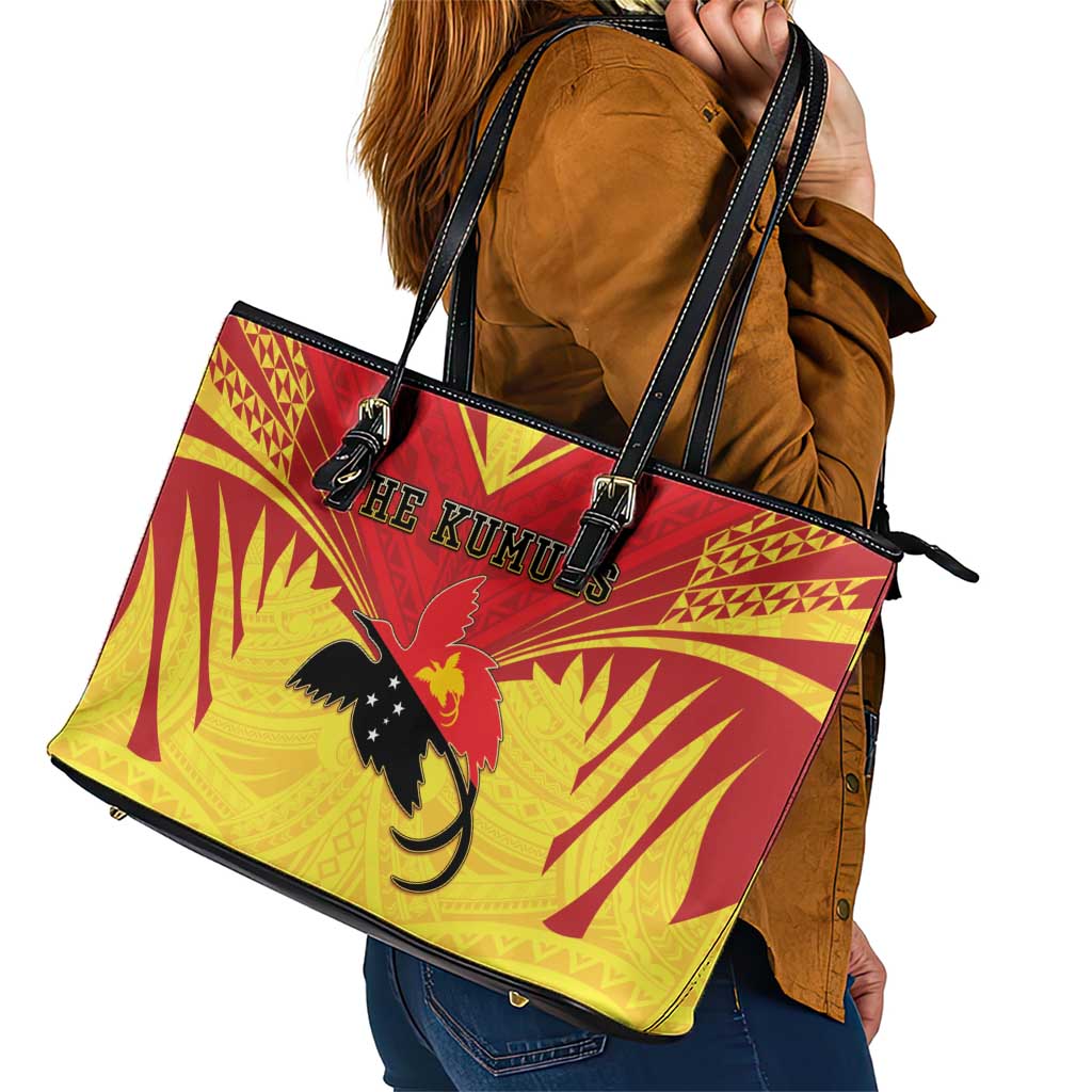 Papua New Guinea Rugby Leather Tote Bag Kumuls Heritage LT05 - Polynesian Pride