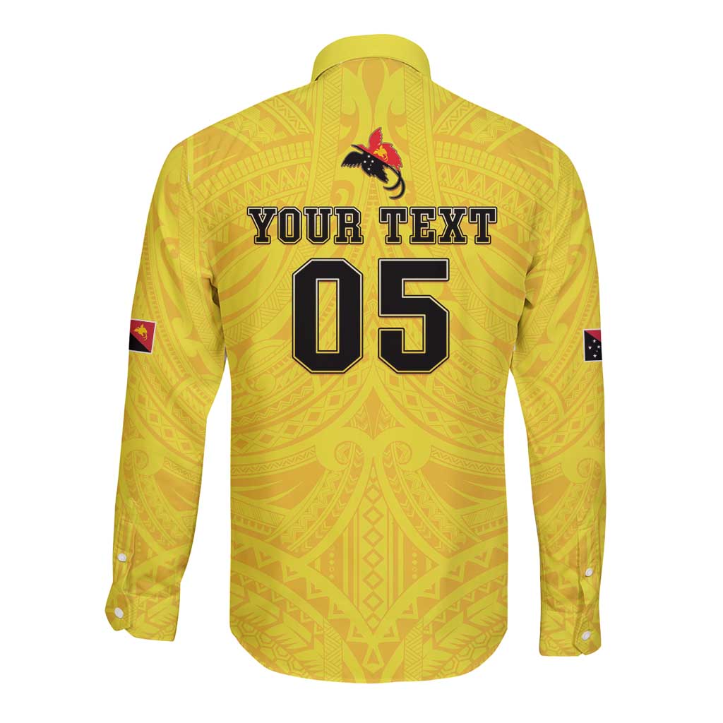 Papua New Guinea Rugby Custom Long Sleeve Button Shirt Kumuls Heritage LT05 - Polynesian Pride