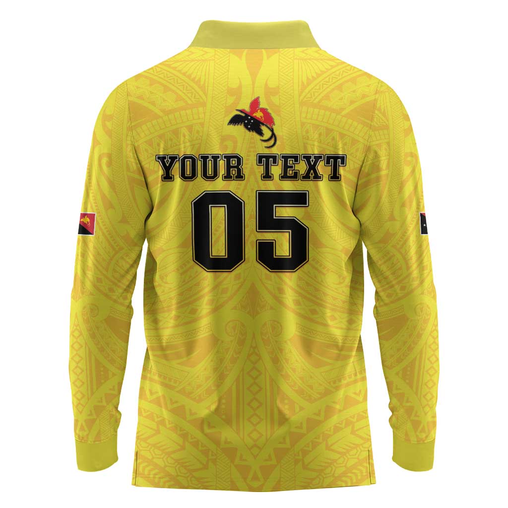Papua New Guinea Rugby Custom Long Sleeve Polo Shirt Kumuls Heritage LT05 - Polynesian Pride