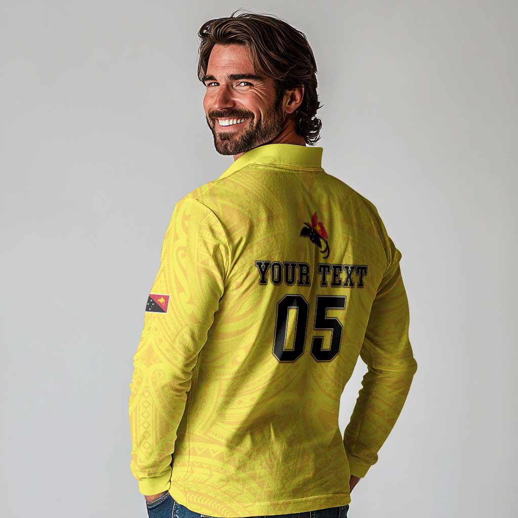 Papua New Guinea Rugby Custom Long Sleeve Polo Shirt Kumuls Heritage LT05 - Polynesian Pride
