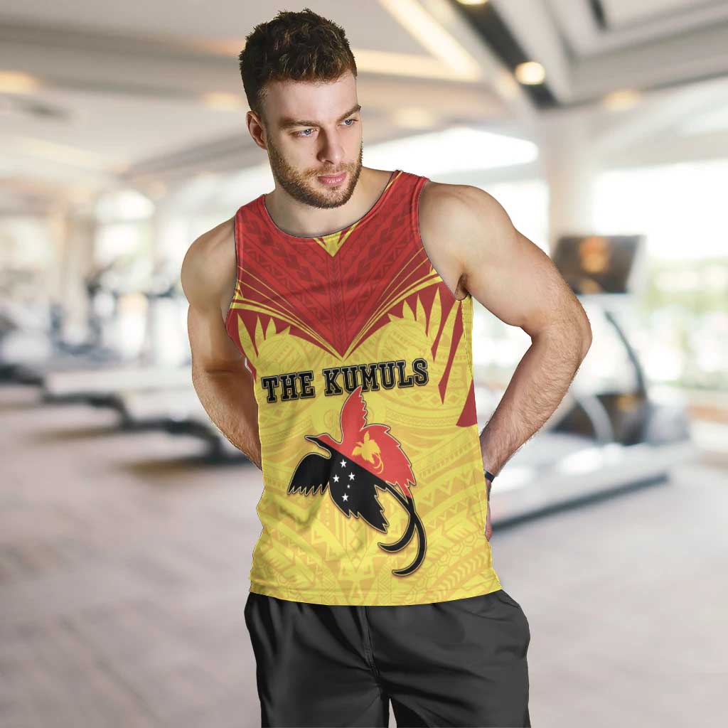 Papua New Guinea Rugby Custom Men Tank Top Kumuls Heritage LT05 Yellow - Polynesian Pride