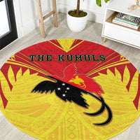 Papua New Guinea Rugby Round Carpet Kumuls Heritage LT05 Yellow - Polynesian Pride