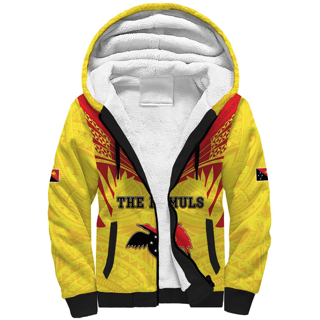 Papua New Guinea Rugby Custom Sherpa Hoodie Kumuls Heritage LT05 Unisex Yellow - Polynesian Pride