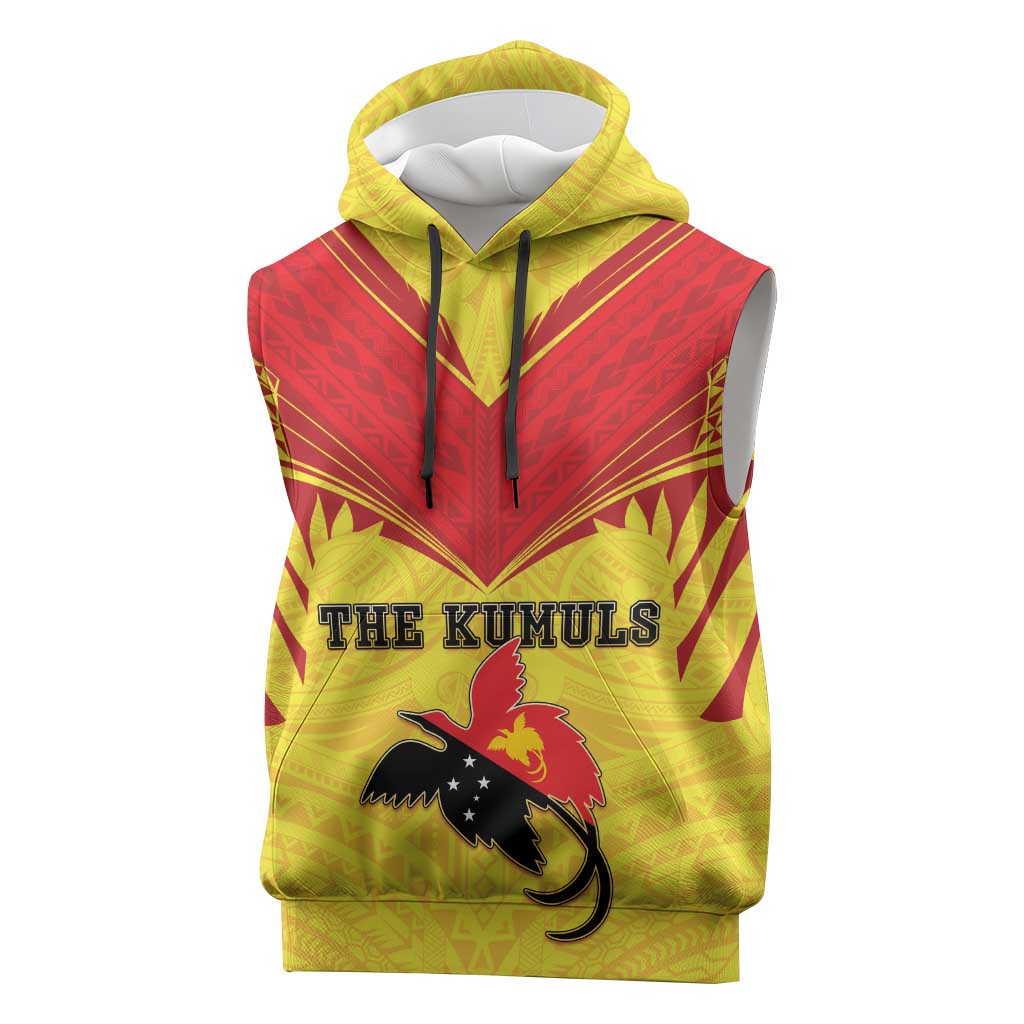 Papua New Guinea Rugby Custom Sleeveless Hoodie Kumuls Heritage LT05 Yellow - Polynesian Pride