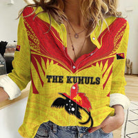 Papua New Guinea Rugby Custom Women Casual Shirt Kumuls Heritage LT05 Female Yellow - Polynesian Pride